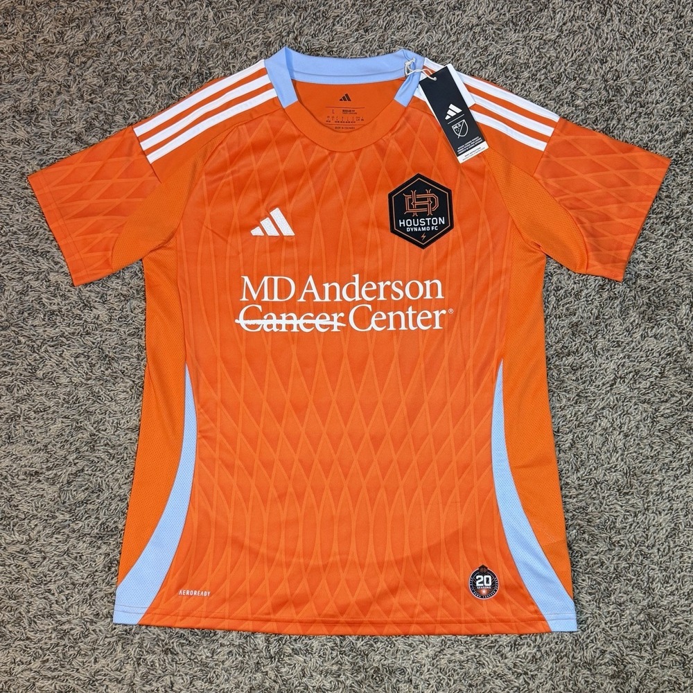 Adidas Houston Dynamo Home Soccer Jersey Mens Size Large Bassi #8 Orange NEW